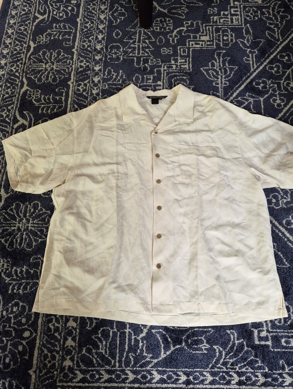 WinterSilks 55%Silk/45% Linen Poplin Camp Collar Sport Shirt, NOSWOT